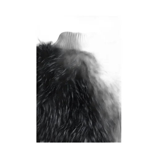 Longsleeve Knit Faux Fur Shrug / Blk