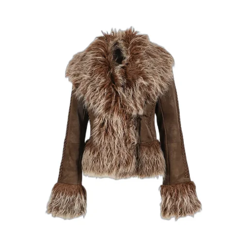 Brown Faux Mongolian Fur Jacket / Brwn