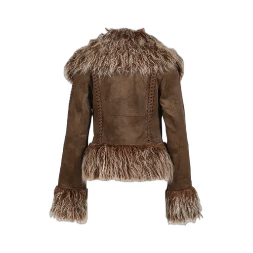 Brown Faux Mongolian Fur Jacket / Brwn