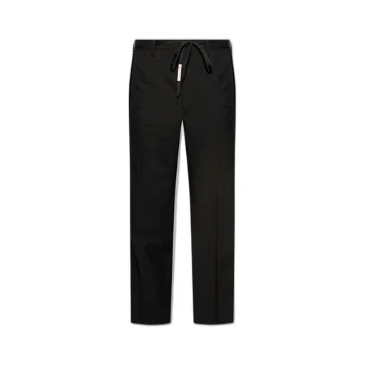 Marni Satin-Stripe Trim Straight-Leg Trousers