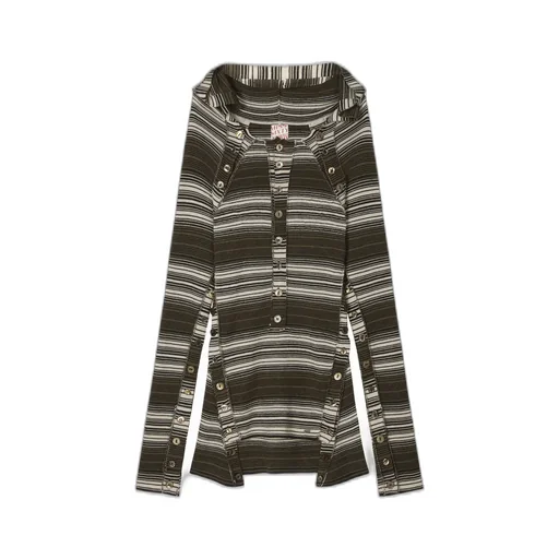Striped Knit Sweater / Dark Brw Bei