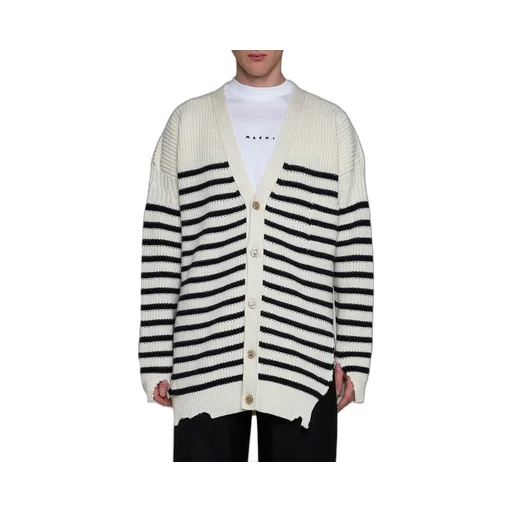 Marni Destroyed Striped Knit Cardigan