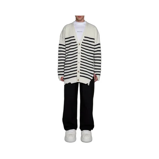 Marni Destroyed Striped Knit Cardigan