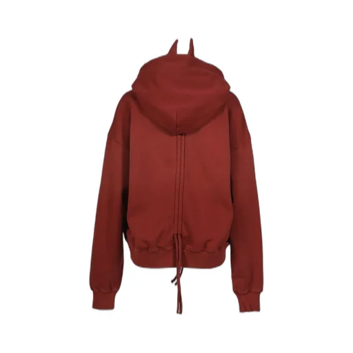 Drawstring Gradient Wash Hooded Sweatshirt / Red