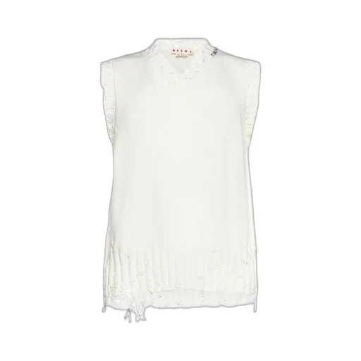 Marni Logo Printed Collar Ripped Vest