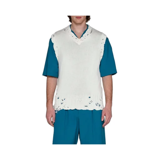 Marni Logo Printed Collar Ripped Vest