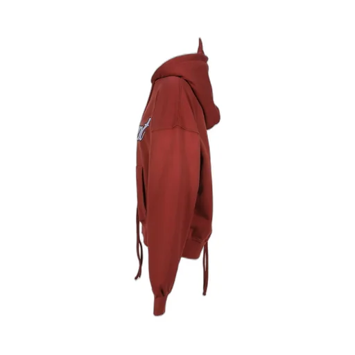 Drawstring Gradient Wash Hooded Sweatshirt / Red
