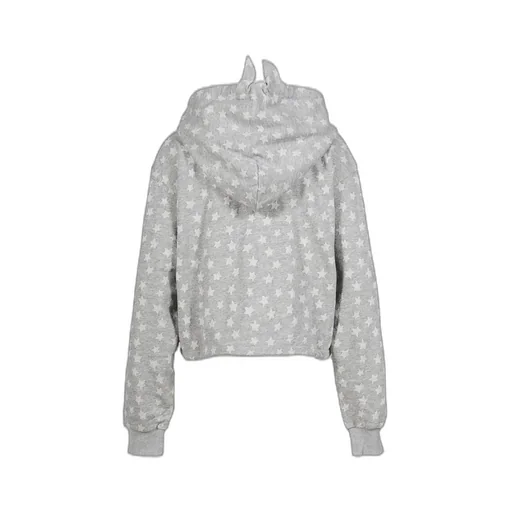 Star Jacquard Hooded Sweatshirt / Gry