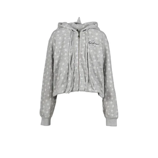 Star Jacquard Hooded Sweatshirt / Gry