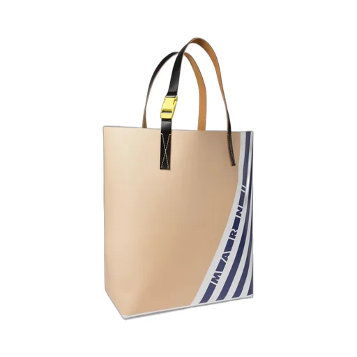 Marni Logo Printed Striped Tote Bag