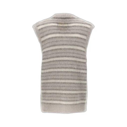 Marni V-Neck Striped Fuzzy Wuzzy Vest