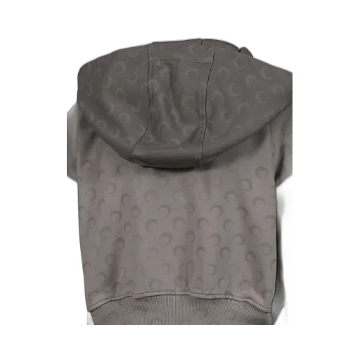 Faded Moon Fleece Cropped Zipped Hoodie / Dark Gry