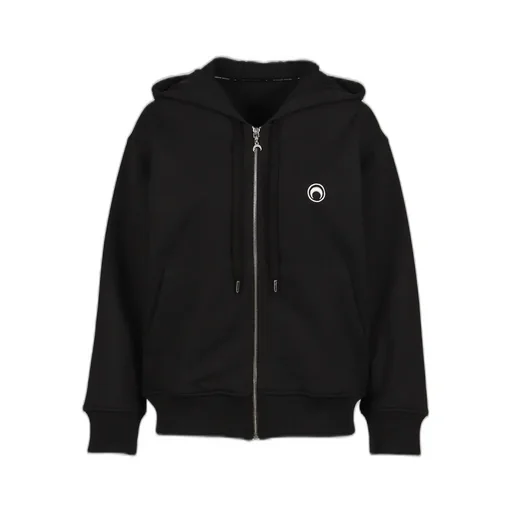 Moon Logo Fleece Zipped Hoodie / Blk