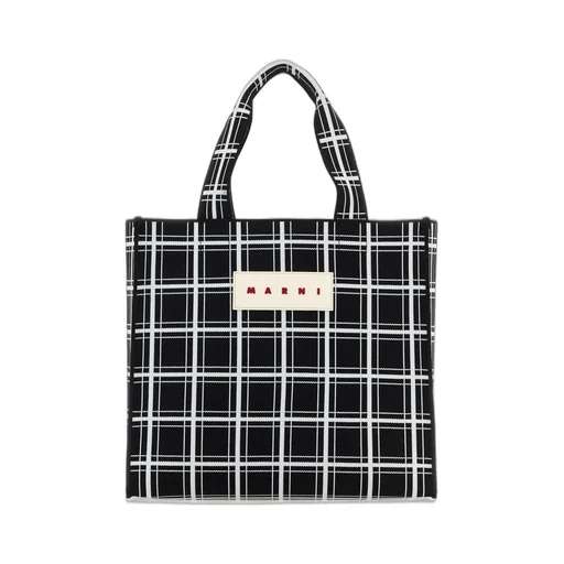 Marni Logo Patch Checked Tote Bag