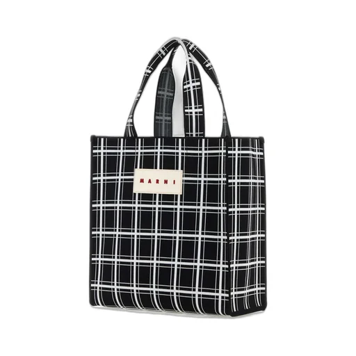 Marni Logo Patch Checked Tote Bag