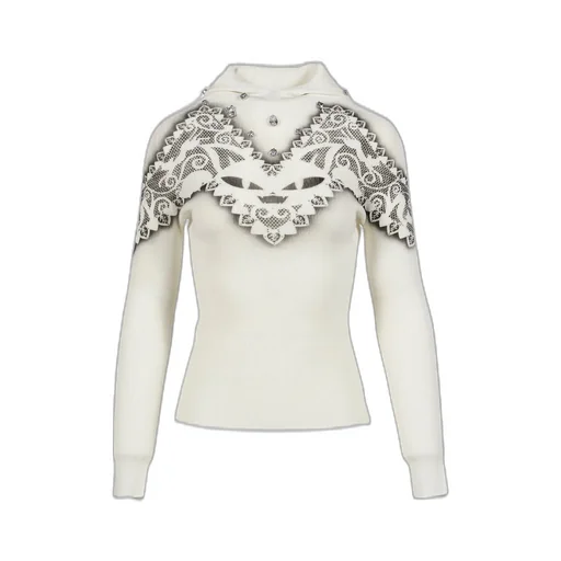Feline Airbrush Knit Hood / Wht