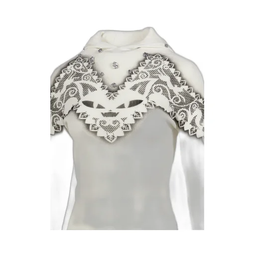 Feline Airbrush Knit Hood / Wht