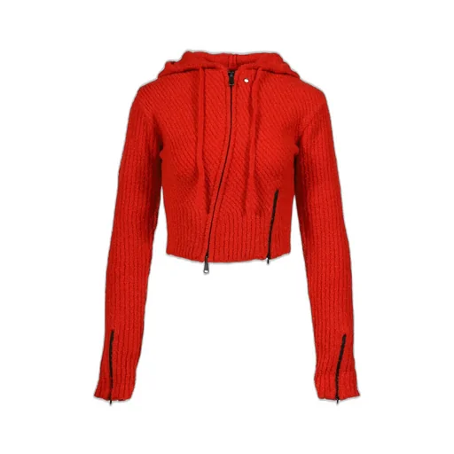 Moro Knitted Hoodie Zip-Up / Red
