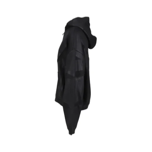 Creased Zip-Up Hoodie / Black