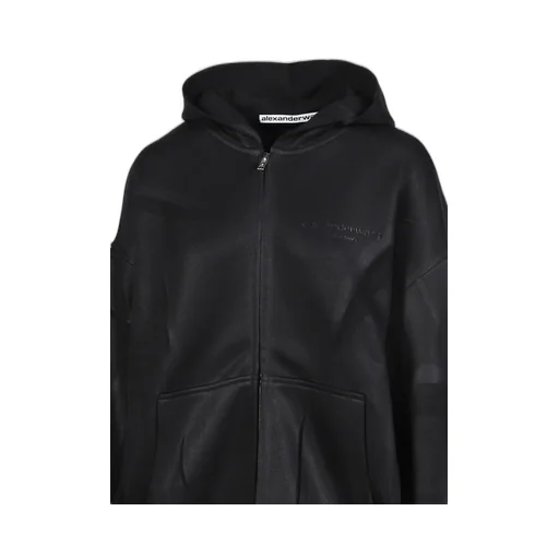 Creased Zip-Up Hoodie / Black