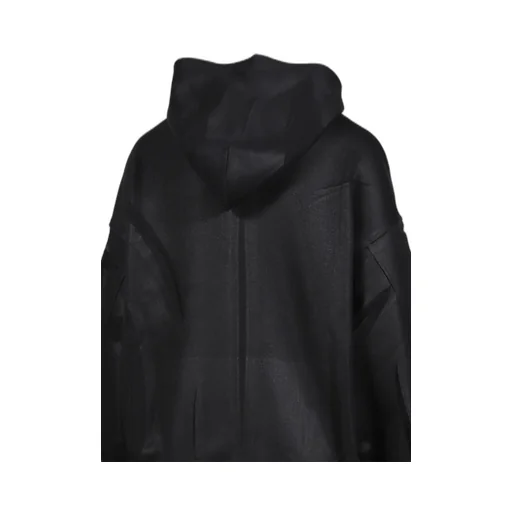 Creased Zip-Up Hoodie / Black