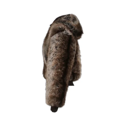 Faux Mink Zip Through Jacket / Brwn