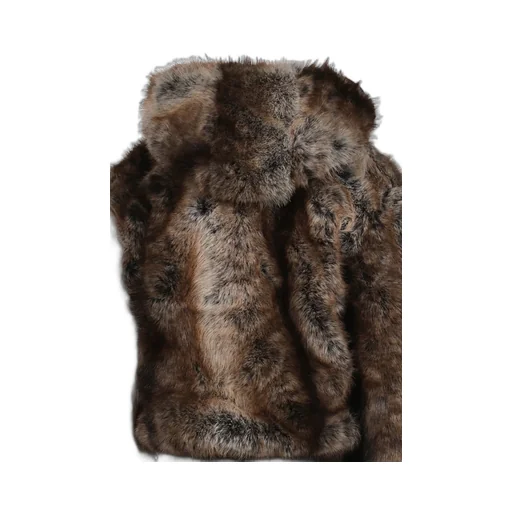 Faux Mink Zip Through Jacket / Brwn