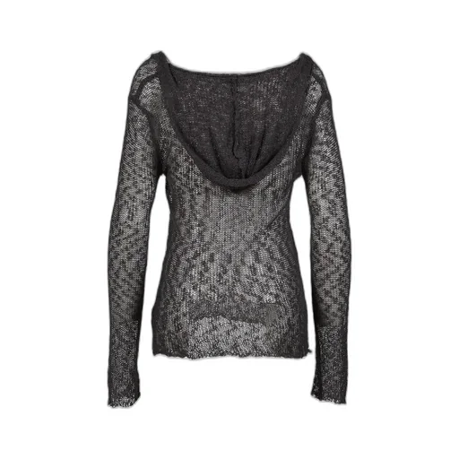 Naia Loose Knit Hooded Top - Charcoal / Gry