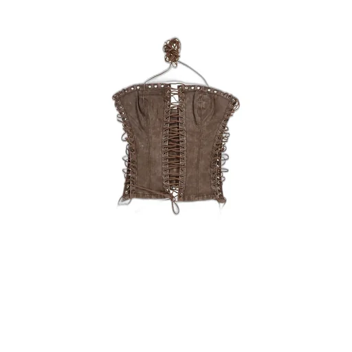 Odile Brown Faux Leather Lace Up Corset / Brwn