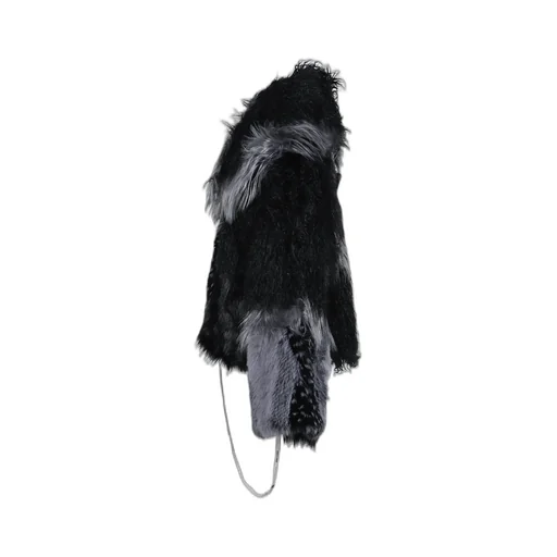 Patchwork Fur Asym Coat - Black / Blk