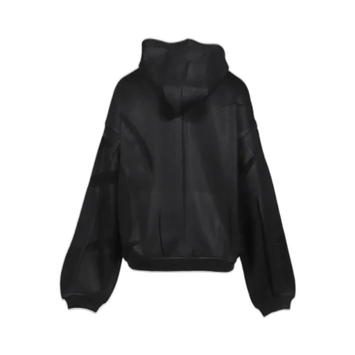 Creased Zip-Up Hoodie / Black