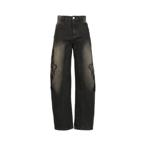 Denim Lace Pants / Black