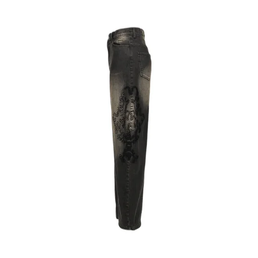 Denim Lace Pants / Black