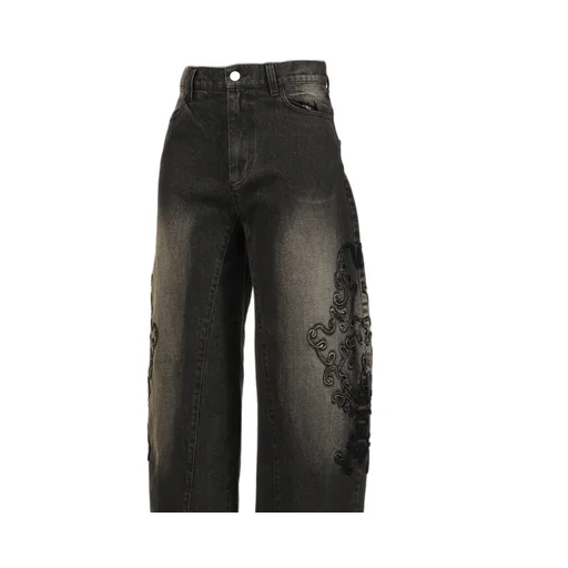 Denim Lace Pants / Black