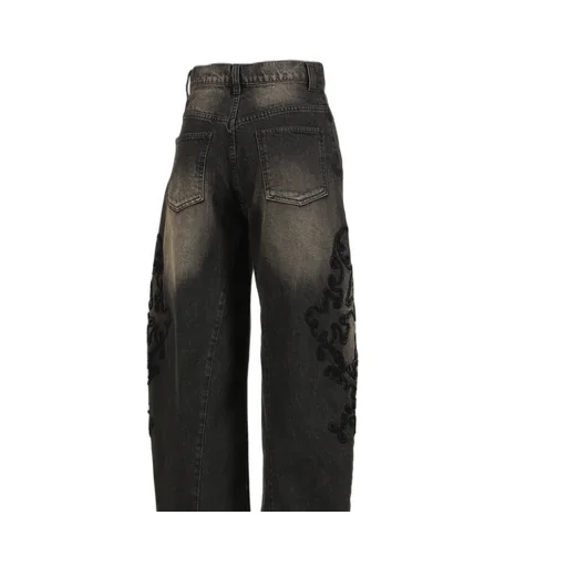 Denim Lace Pants / Black