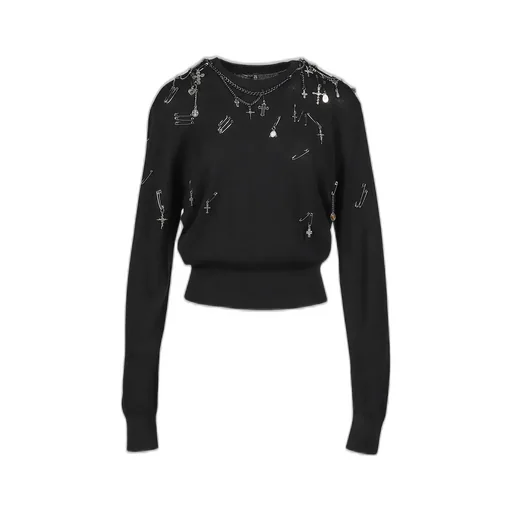 Tight Waist Crewneck Sweater / Blk