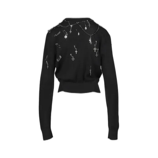 Tight Waist Crewneck Sweater / Blk
