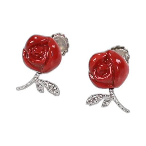 Ceramics Rose Earring / Red