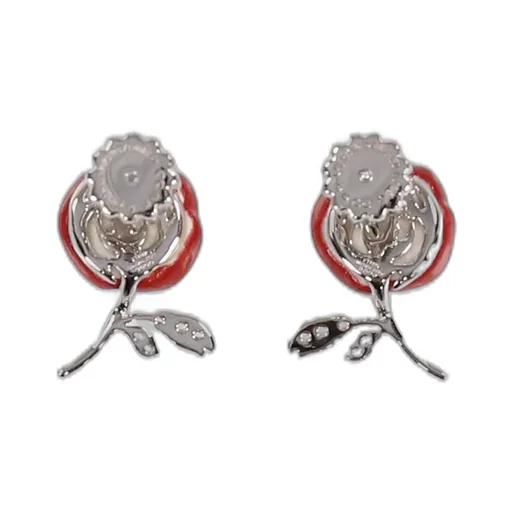 Ceramics Rose Earring / Red