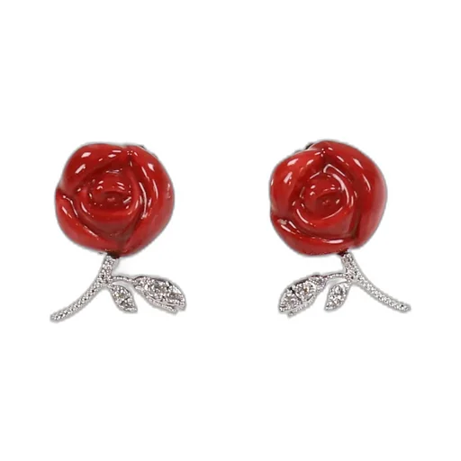 Ceramics Rose Earring / Red