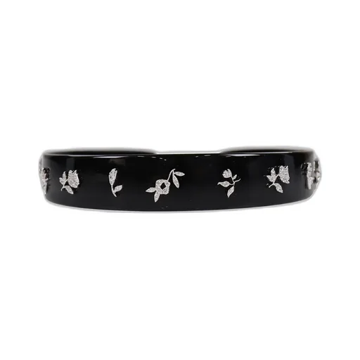 Zircon-Painted Floral Wide Hair Band / Sil