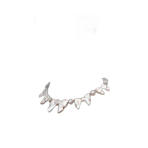 Ceramics Bowknot Zircon Necklace / Pnk Grn