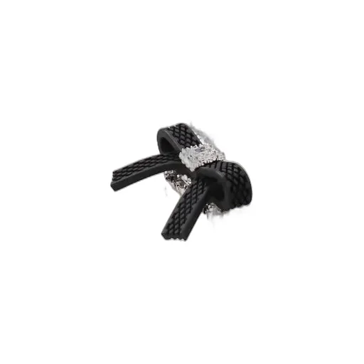 Rubber Bow Gemstone Necklace / Blk