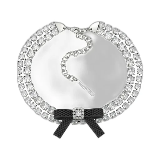 Rubber Bow Gemstone Necklace / Blk