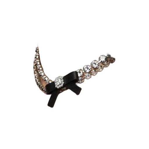 Rubber Bow Gemstone Necklace / Blk