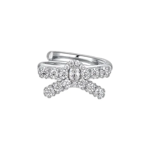 Gemstone Pave Bow Ring / Sil