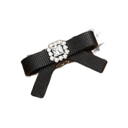 Rubber Bow Gemstone Necklace / Blk