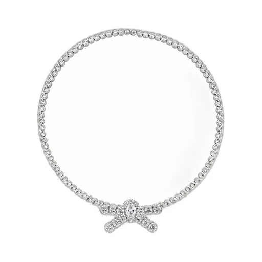 Gemstone Pave Bow Chocker / Sil