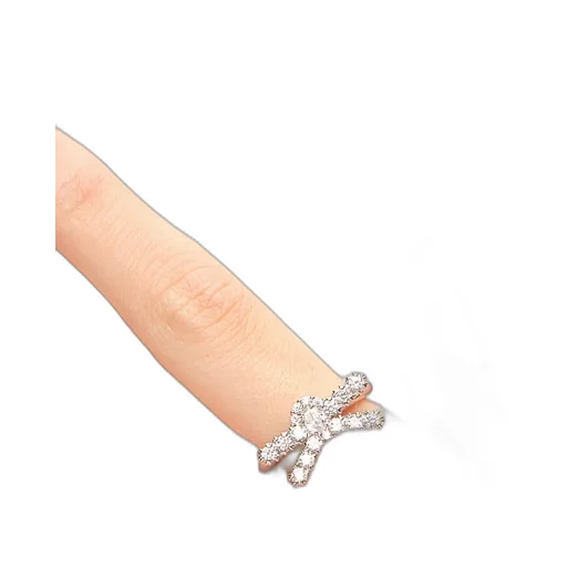 Gemstone Pave Bow Ring / Sil