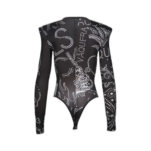 Printed Shoulder Pad Leotard / Blk